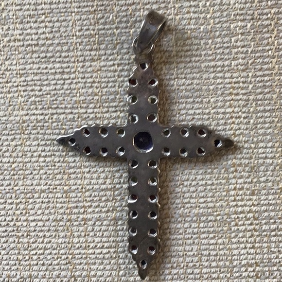 Sterling Silver Multicolored gemstone cross - Picture 2 of 5